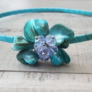 Headband With Real Turquoise Flower On It